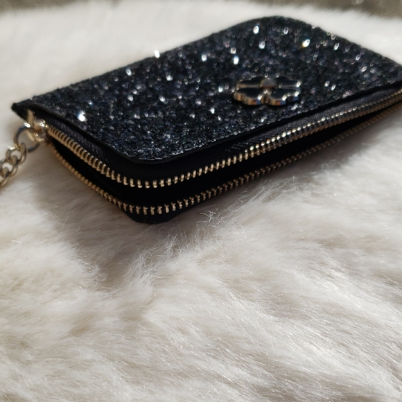 ♠️NWT ♠️BLACK KATE SPADE GLITTER WALLE KEYCHAIN - Picture 7 of 8